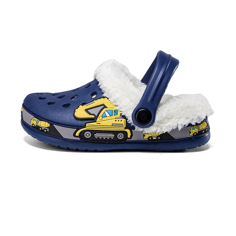 Sandalias de invierno para niños, zapatillas de piel para niños, zapatos para niñas, zuecos antideslizantes, sandalias bonitas de dibujos animados para niñas, zapatos para niños