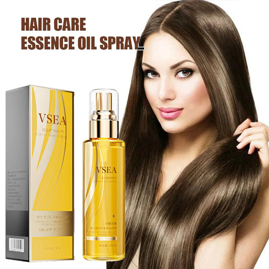 Spray de aceite esencial para el cuidado del cabello de 100 ml para mujeres, anti-frizz, control de encrespamiento, brillo, fragancia, acondicionador sin enjuague.