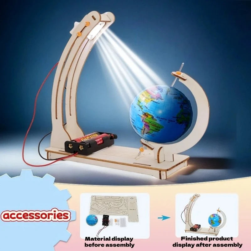 DIY STEM Earth modelo día noche ciclo globo educativo juguete de madera hecho a mano juguete ciencia Kit para niños aula aprendizaje de física