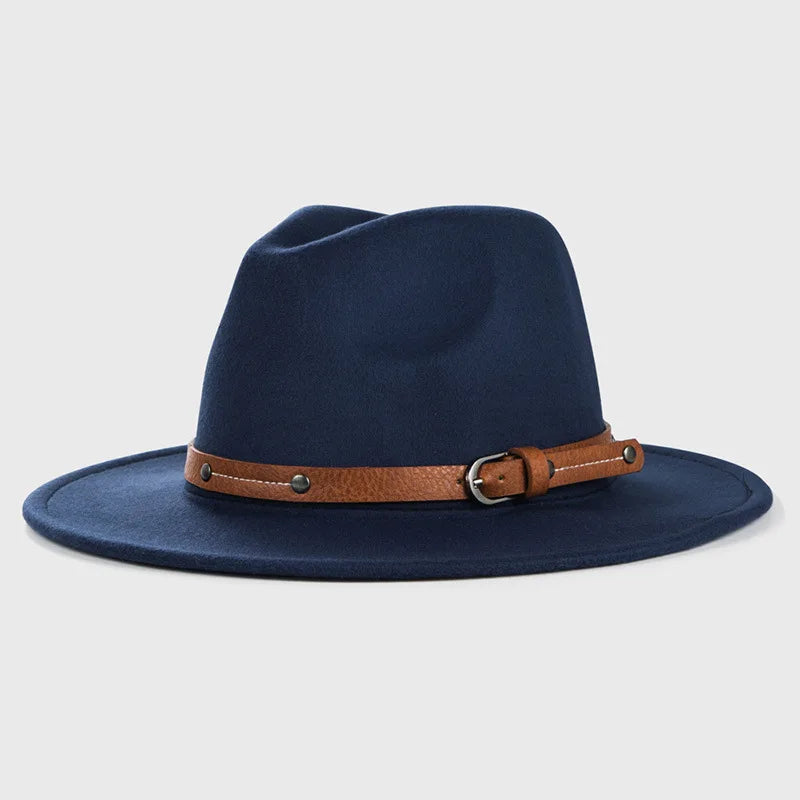 Sombrero Fedora de lana nueva para mujeres y hombres, moda de invierno y otoño, sombreros de Jazz para Iglesia, sombrero de fieltro de ala plana vikingo británico, sombreros de fieltro informales para exteriores