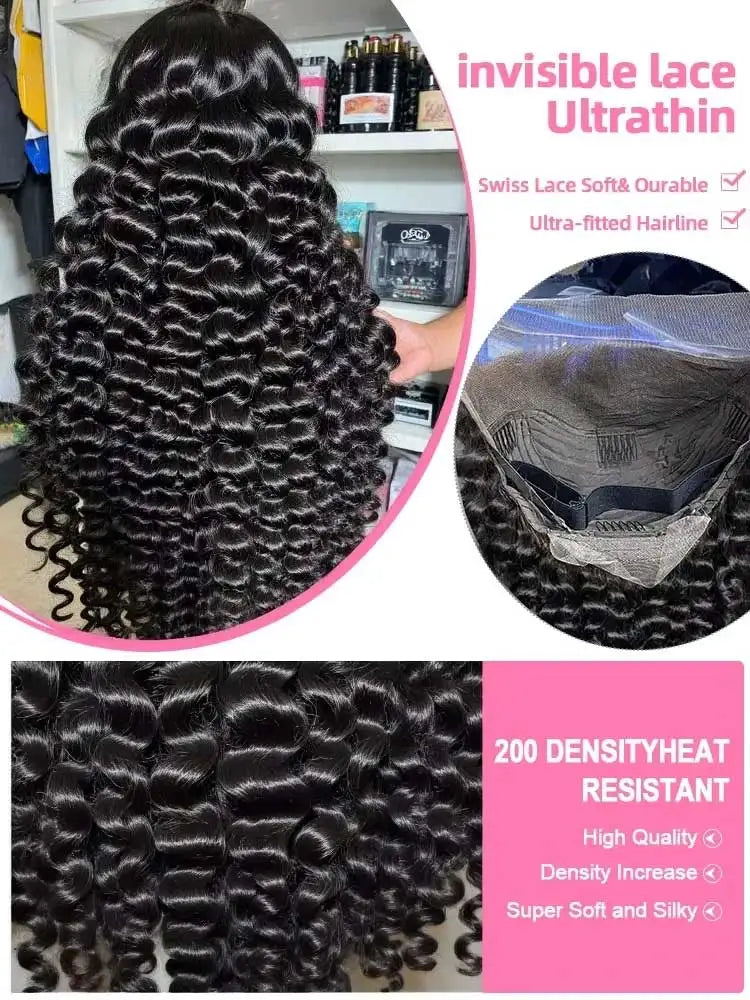 40 42 pulgadas HD suelta onda profunda 13x6 pelucas de cabello humano con encaje Frontal brasileño rizado agua ondulado 13x4 pelucas frontales de encaje para mujeres 250%