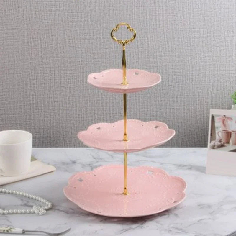 Soporte para plato de pastel de 3 capas, soporte para pastel con mango, soporte de Hardware para hacer fiesta de boda, plato de postre para magdalenas de resina, soporte para servir