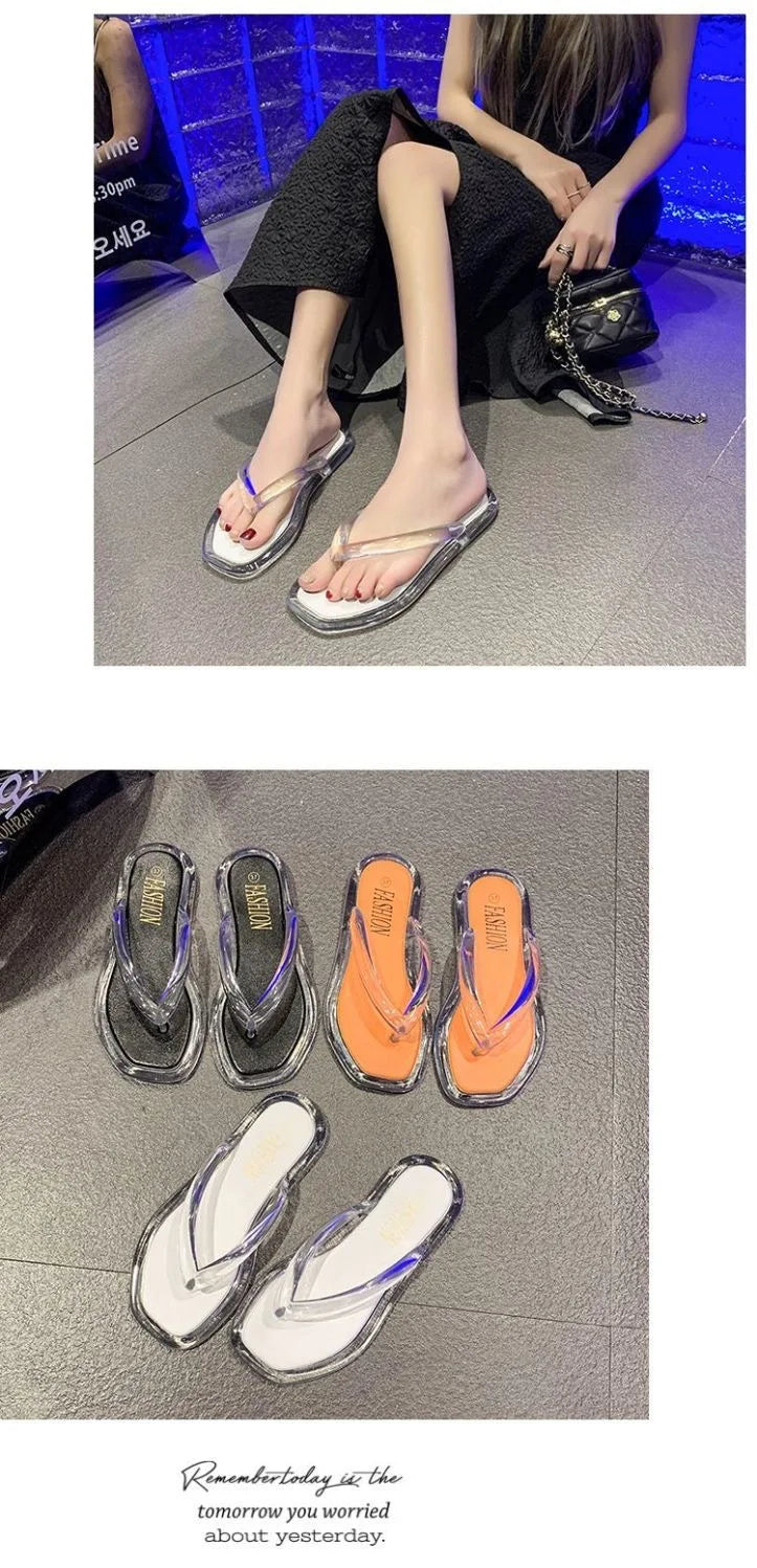 Sandalias de PVC con purpurina, chanclas de goma de talla grande para mujer, sandalias de playa, sandalias bajas, sandalias hawaianas de PVC, sandalias romanas, verano 2026
