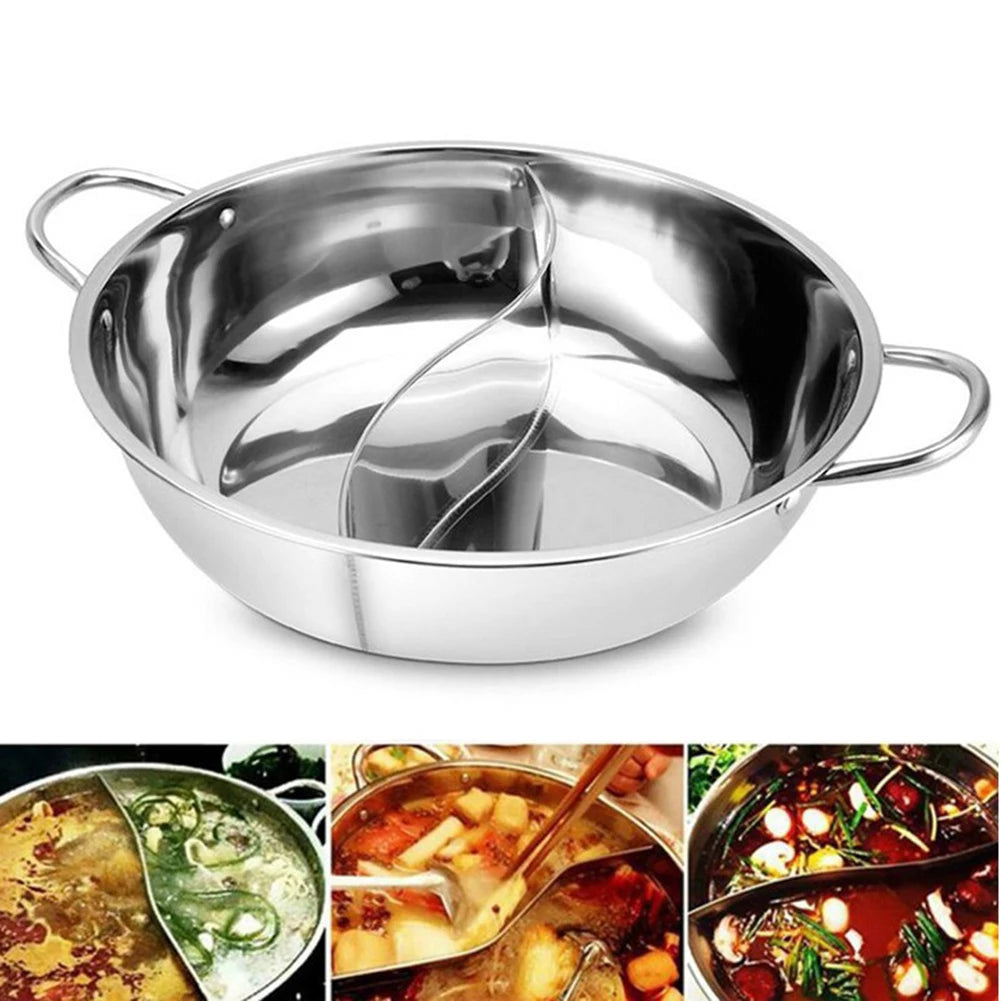 Olla caliente dividida doble de 30cm, olla caliente de acero inoxidable, utensilios de cocina para el hogar, olla para sopa
