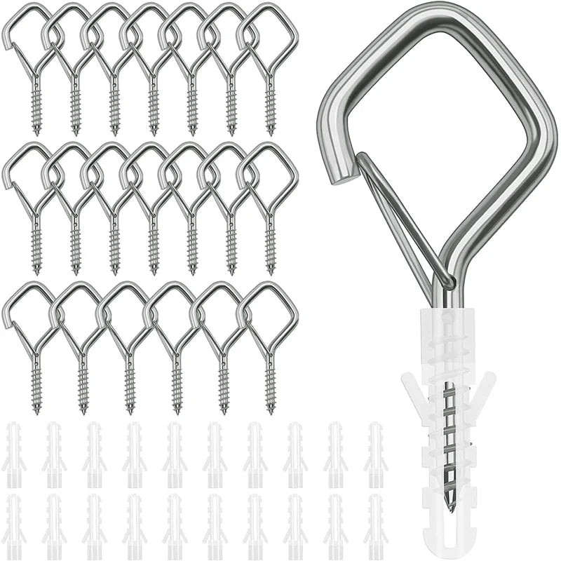 Q-ganchos de suspensión para exteriores, ganchos de tornillo para cadena de luces al aire libre, ganchos de tornillo con hebilla de seguridad, para plantas colgantes, 10/20 piezas