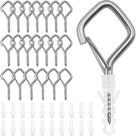 Q-ganchos de suspensión para exteriores, ganchos de tornillo para cadena de luces al aire libre, ganchos de tornillo con hebilla de seguridad, para plantas colgantes, 10/20 piezas