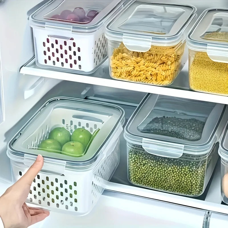 Juego de 4/6 piezas de recipientes herméticos para almacenamiento de alimentos - Cajas apilables para preparación de comidas - Adecuadas para frutas, verduras, carne y granos