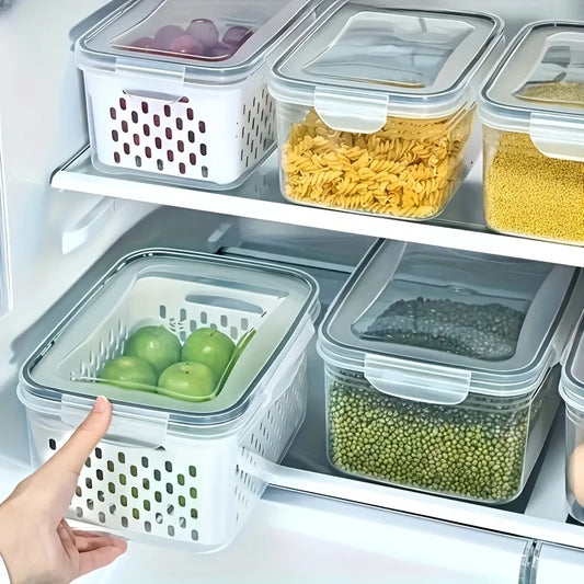 Juego de 4/6 piezas de recipientes herméticos para almacenamiento de alimentos - Cajas apilables para preparación de comidas - Adecuadas para frutas, verduras, carne y granos