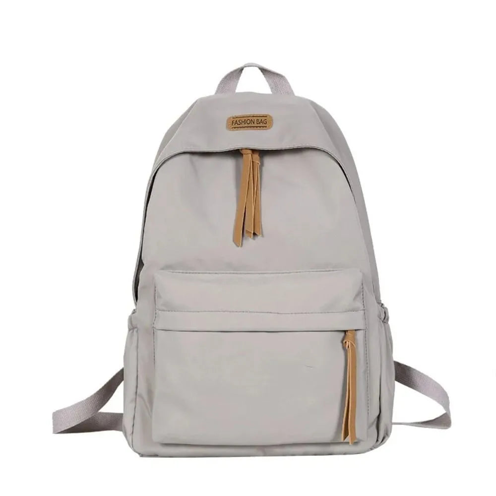 Mochila escolar de gran capacidad, mochila escolar con cremallera de color sólido para estudiantes universitarios, mochilas de compras de estilo sencillo, versión coreana