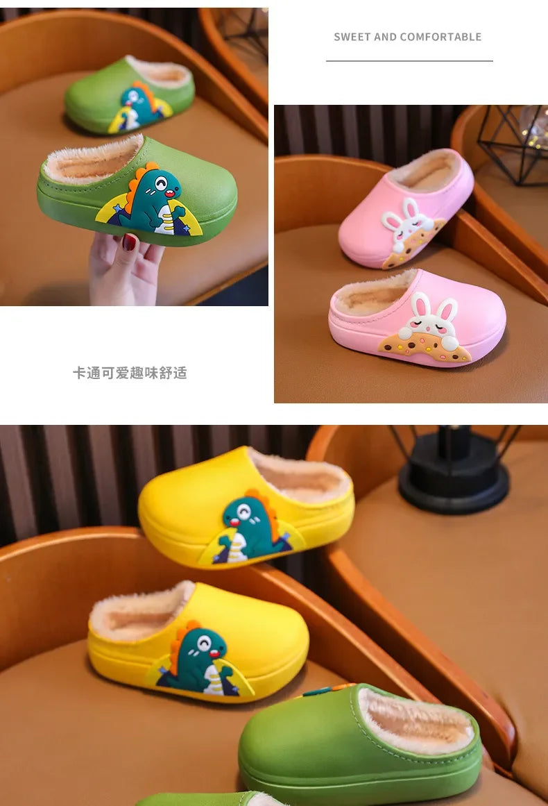 Zapatos de invierno para niños, zapatillas bonitas de dibujos animados, cálidas, impermeables, antideslizantes, para el hogar, para niña, niño, bebé, zapatos de algodón para padres e hijos