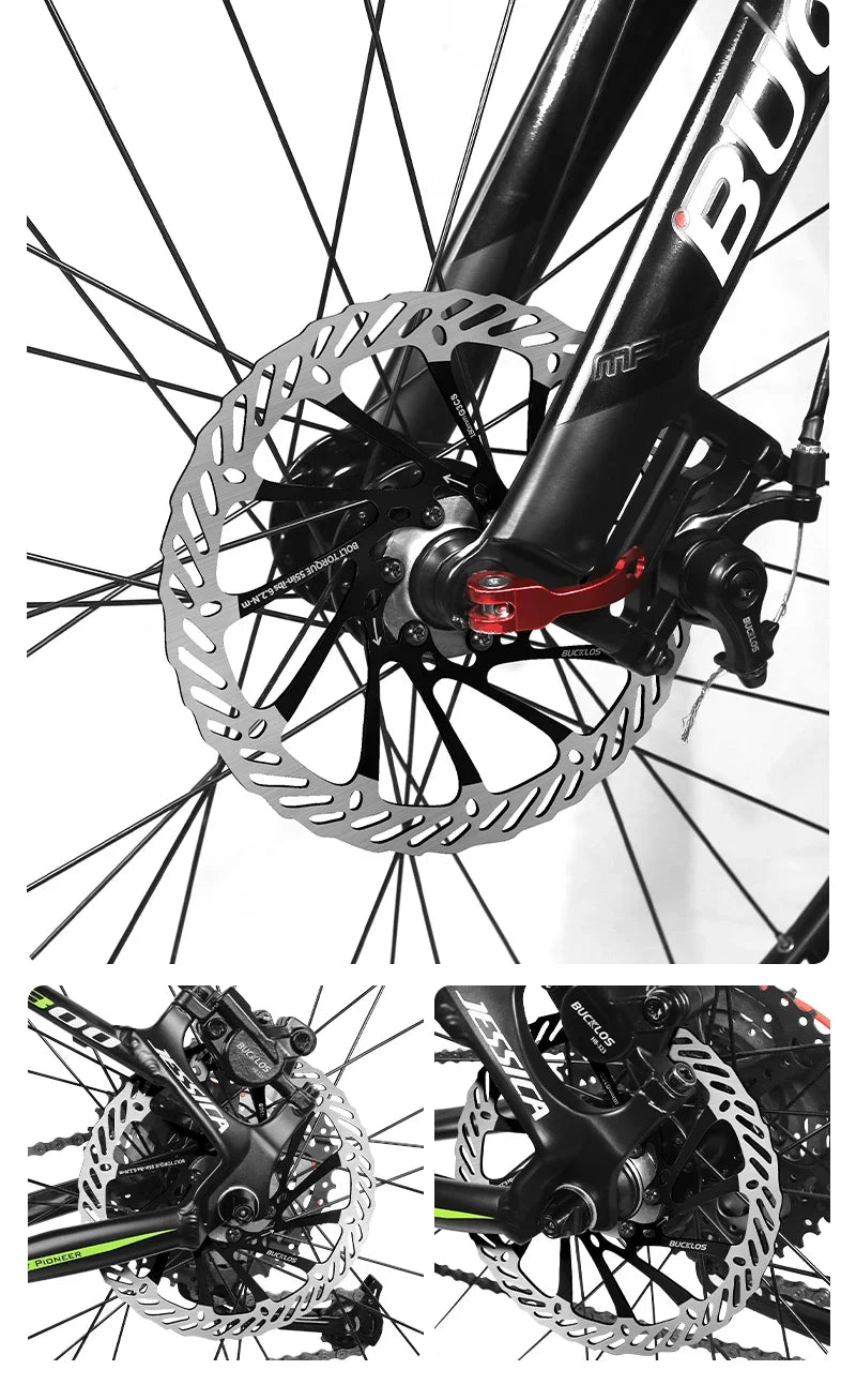 BUCKLOS-Rotor de freno de disco hidráulico ultraligero para bicicleta de montaña, disco de freno de bicicleta de carreras de carretera de montaña de 160/180/203mm con 6 pernos gratis