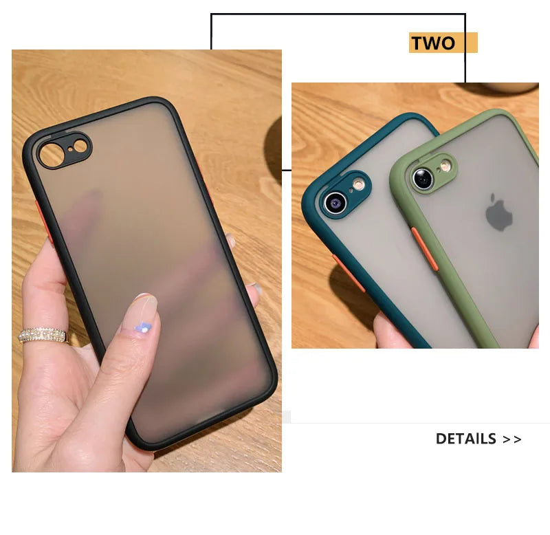 Funda anticaída 2 en 1 para iphone, carcasa protectora de poros finos, esmerilada, para iphone SE 2020, 7, 8, SE2, 2020, 2022