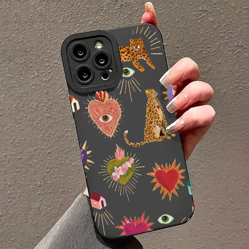 Funda de teléfono con ojos de leopardo florales para Xiaomi Mi 14T 13T 12T Pro 14 13 12 11 Lite 5G NE Poco F6 F5 X5 M6 X7 Pro funda suave de silicona