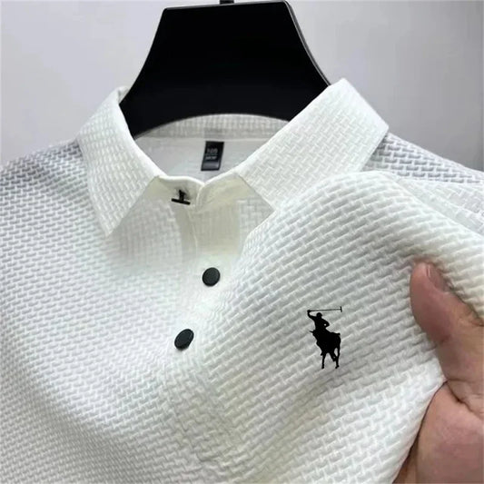 Camisetas de Manga Corta de Seda Helada para Hombre, Verano 2026, Frescas, Transpirables, Estilo Business-Casual, Polo Versátil