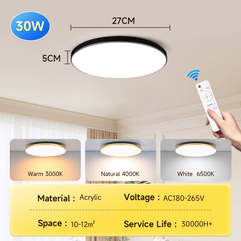 Lámpara de techo con control remoto, lámpara led para dormitorio, lámparas de techo grandes, luces Led con control remoto, luces led regulables