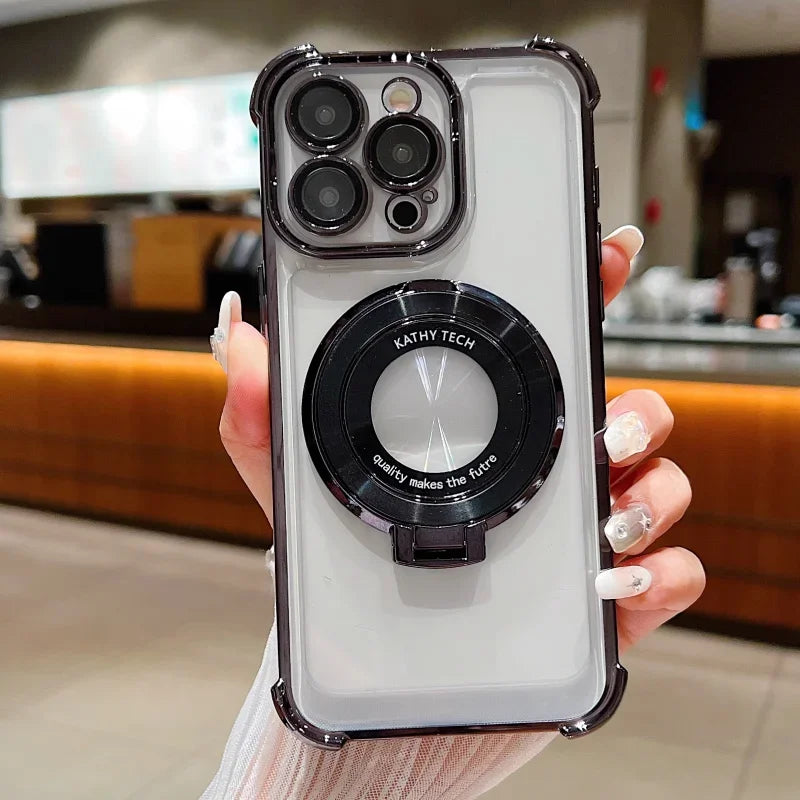 Para Realme 15 Pro 5G cuatro esquinas a prueba de golpes funda de teléfono de silicona para Realme15 14 Pro Plus soporte magnético transparente cubierta de TPU