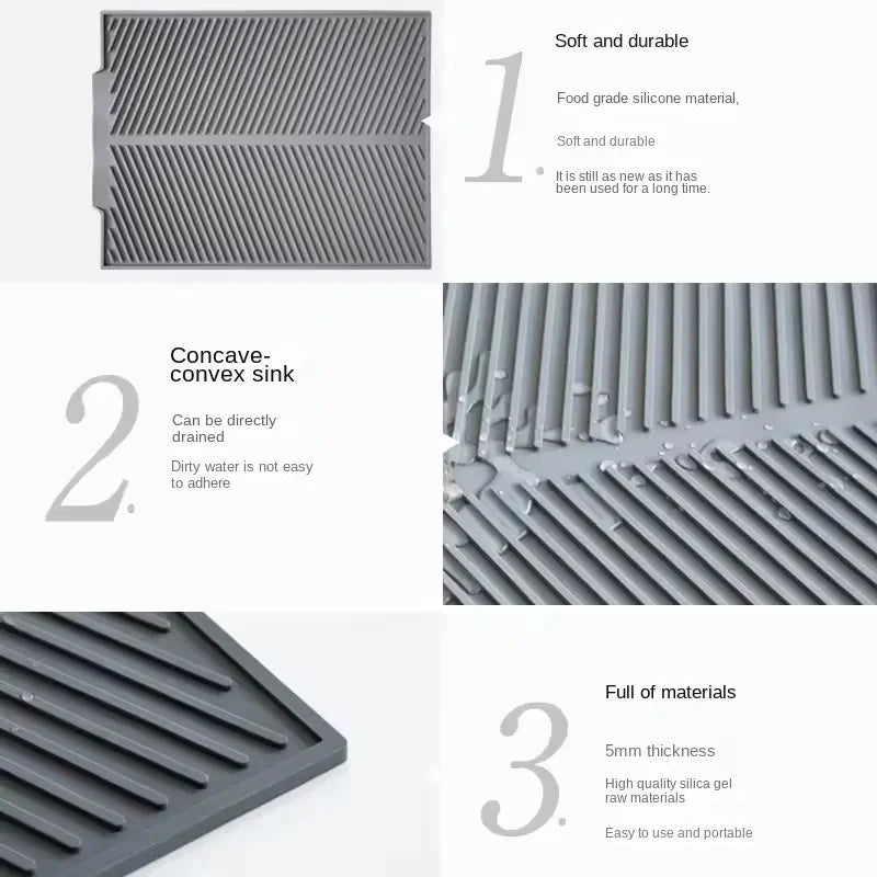 Almohadilla de drenaje de silicona para secado de ollas, tapete para escurrir platos para vajilla de cocina, esteras antideslizantes, posavasos antiescaldaduras, utensilios de cocina, 1 ud.