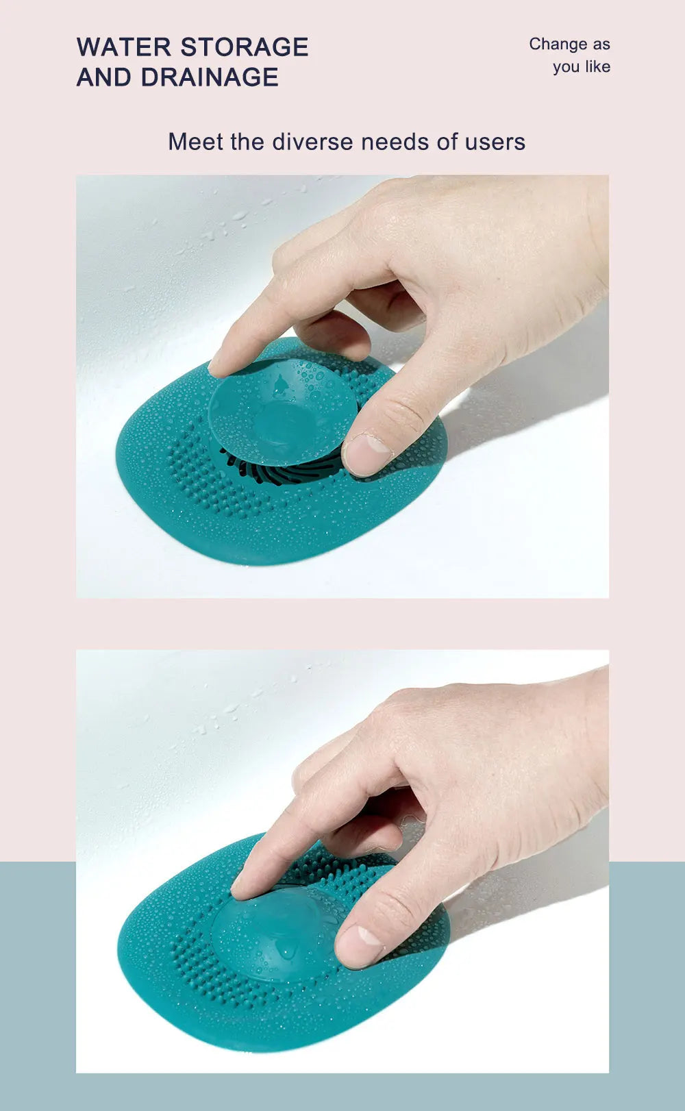 Tapón de silicona para fregadero de cocina, filtro de ducha, tapón de cubierta de drenaje, colador de fregadero, escurridor de suelo, recogedor de pelo, accesorios de baño