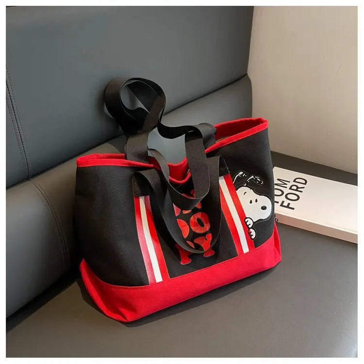 Bolso de Mano de Lona con Diseño de Snoopy, Estilo Kawaii, para Chicas, de Gran Capacidad, Simple, de Nailon