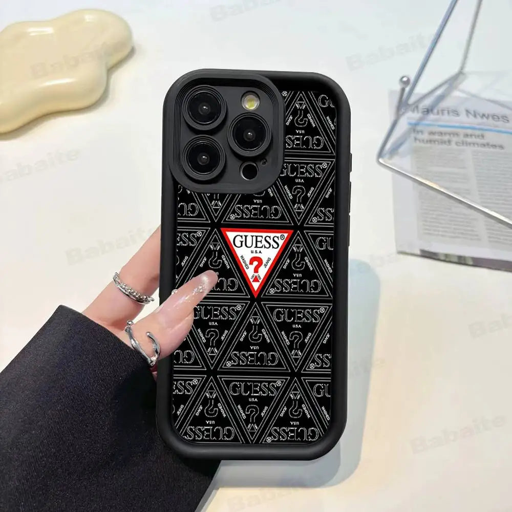 Funda de Silicona Suave para Teléfono de la Marca de Moda G-Guess para iPhone 17 16 14 13 12 11 15 Pro Max Plus Air Cover