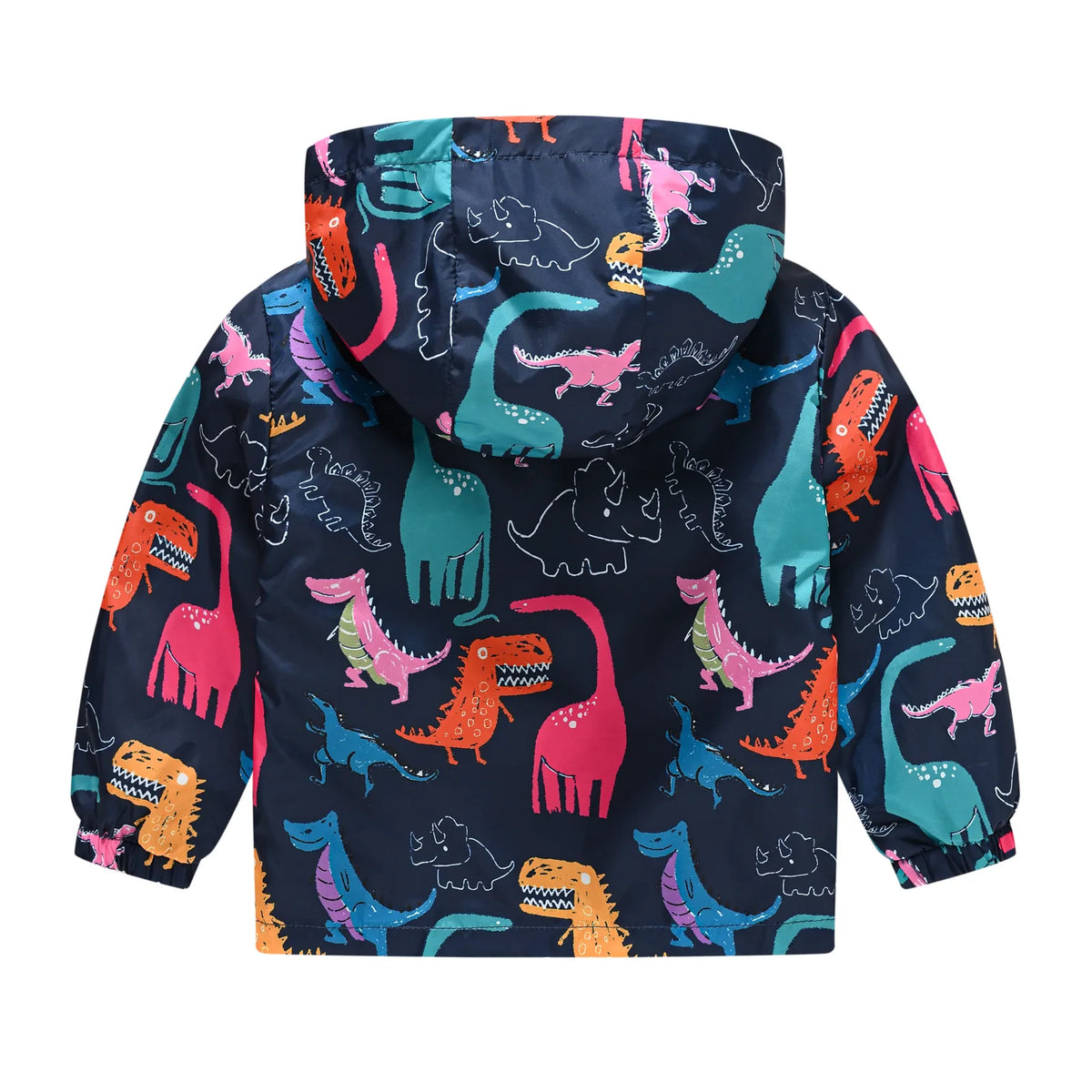 Chaqueta impermeable con capucha para niños y niñas, cortavientos con cremallera y estampado de dinosaurio de dibujos animados, a la moda, novedad