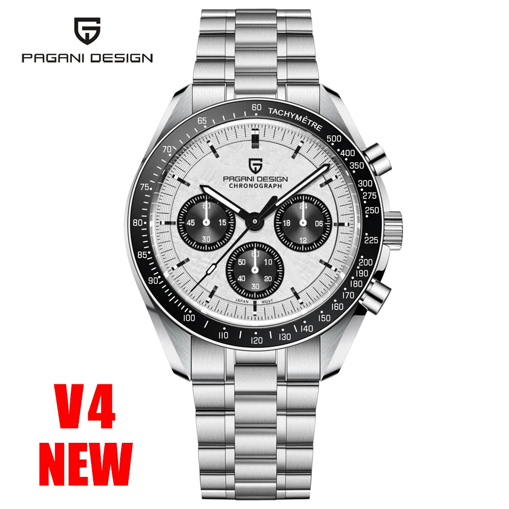 Relojes PAGANI DESIGN Moon para hombre, reloj de cuarzo de lujo dorado, cronógrafo deportivo, zafiro AR, resistente al agua, luminoso, regalo para hombre