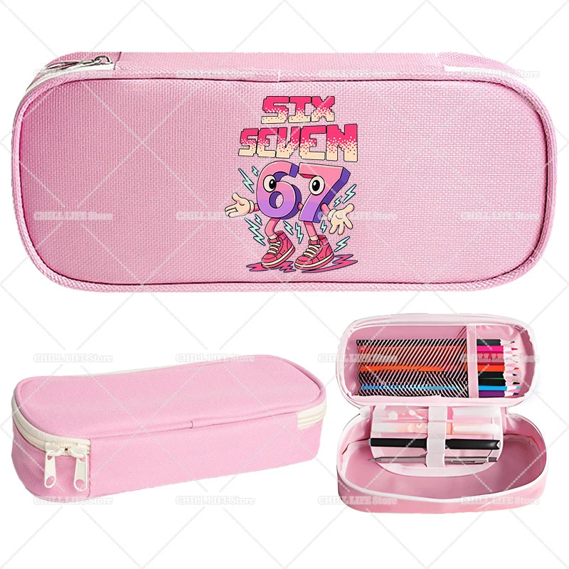 Estuches para lápices Ruba A Brainrot, dibujos animados 67 Six Seven, bolsas para bolígrafos de gran capacidad, bolsa para lápices para niños y niñas, suministros de papelería escolar, regalo