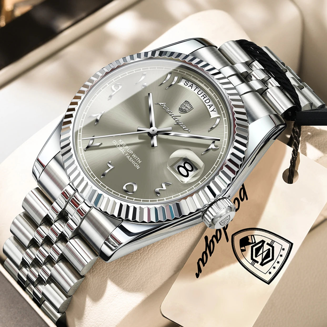 Reloj de Pulsera para Hombre de la Marca POEDAGAR, a la Moda, Resistente al Agua, con Fecha y Día de la Semana, Reloj de Negocios para Hombre, de Acero Inoxidable, de Alta Calidad, de Cuarzo
