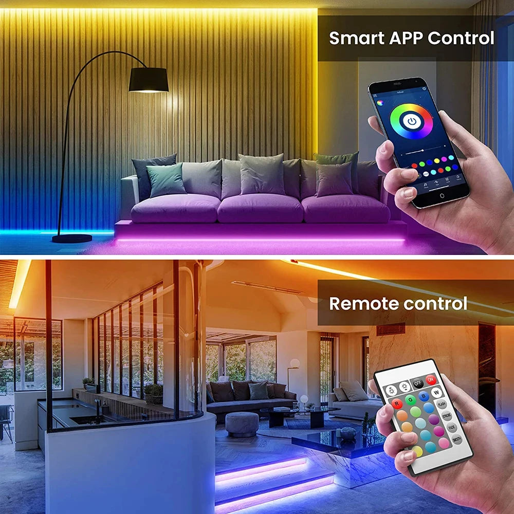 Tira de luces LED con Bluetooth, SMD inteligente 5050, aplicación remota, Control, cinta Flexible, lámpara de diodo, retroiluminación de TV, sala de juegos, decoración del hogar