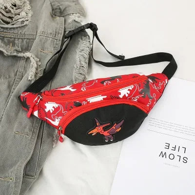 Lindas bolsas de almacenamiento de dinosaurio de dibujos animados para niños, teléfono, auriculares, bolsa de dinero, organizador de moda, bolsa de pecho y cintura, bolsa de cinturón para niños