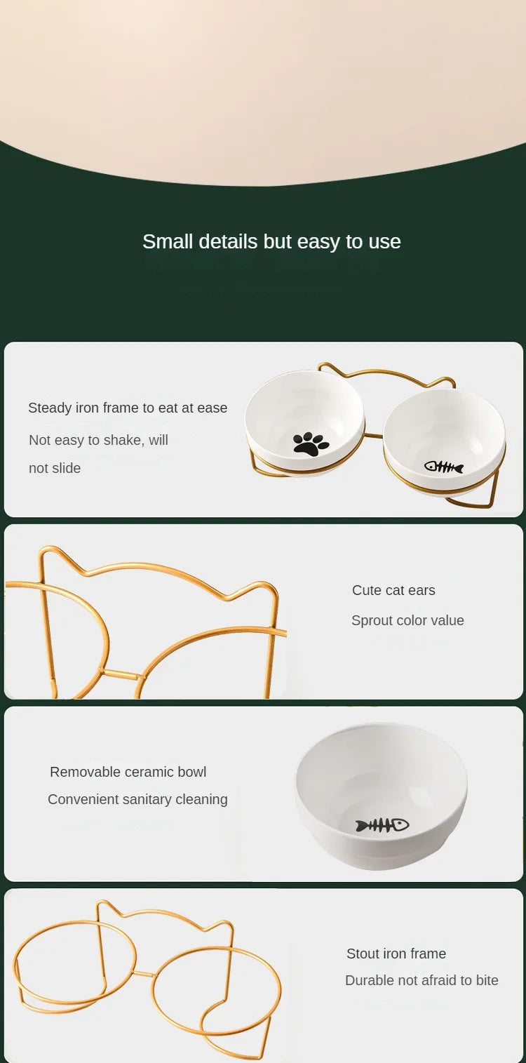 1-3 uds protección Cervical creativa suministros para mascotas tazón doble de cerámica para gatos tazón de cerámica para gatos tazón de comida tazón de comida para perros agua potable tazón de comida