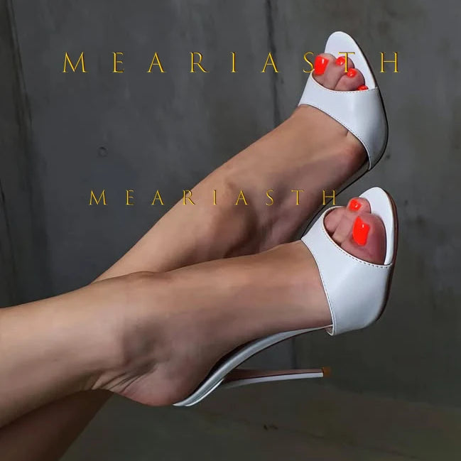 Sandalias de tacón de charol rojo, Sandalias poco profundas sin cordones, tacones sexis sólidos, zapatos de tacón de aguja de verano de 10CM, Sandalias con punta abierta y una correa