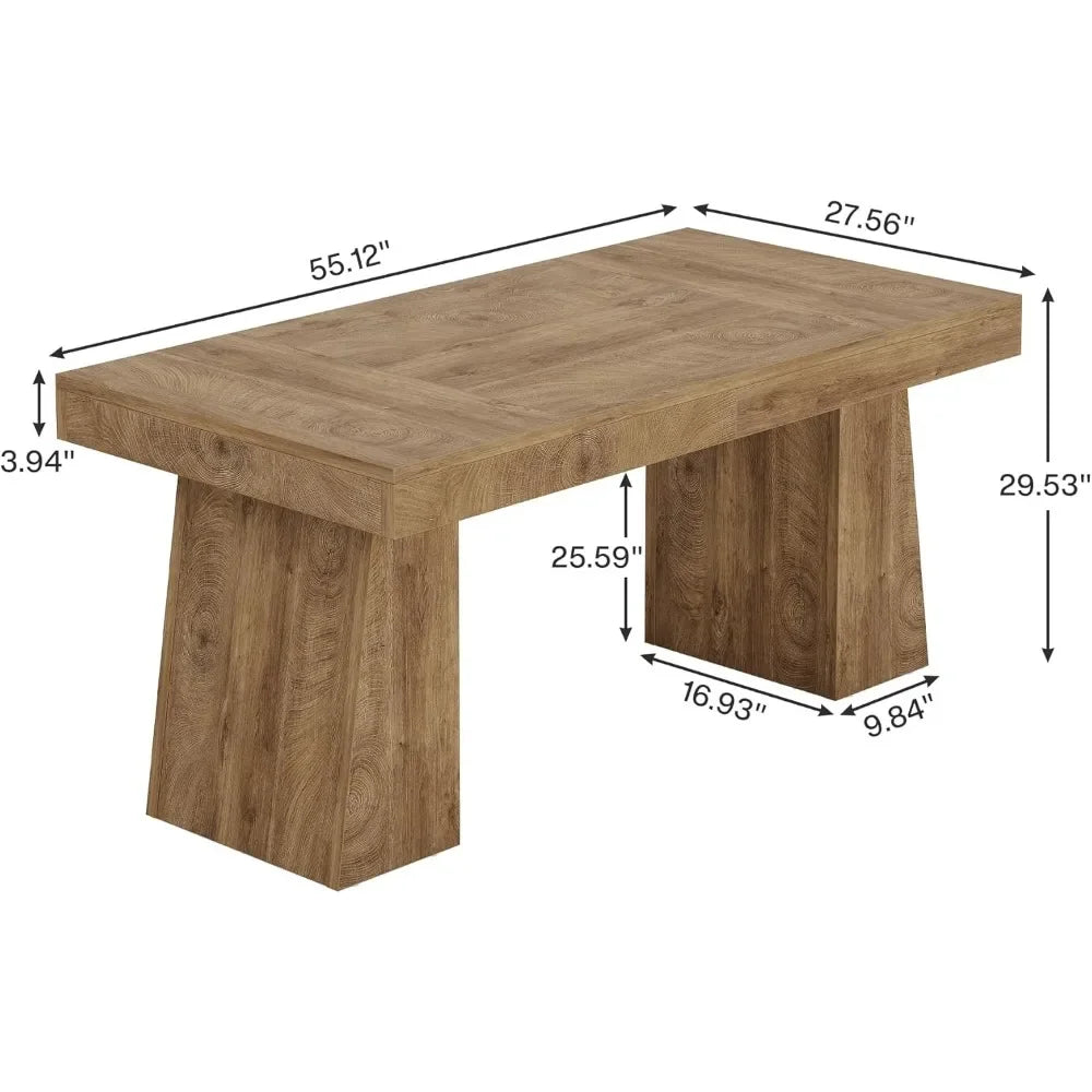 Mesa de Comedor de 55 Pulgadas para 4-6 Personas, Mesa Rectangular para Comedor con Patas Resistentes, Mesa de Madera para Cocina, Estilo Mid-Century