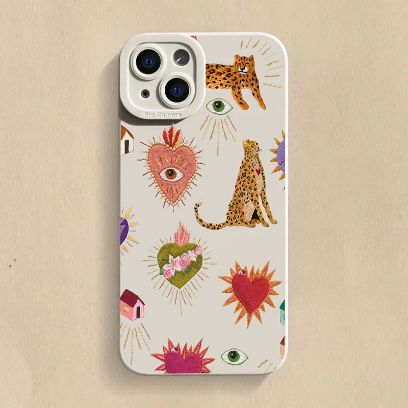 Funda de teléfono con ojos de leopardo florales para Xiaomi Mi 14T 13T 12T Pro 14 13 12 11 Lite 5G NE Poco F6 F5 X5 M6 X7 Pro funda suave de silicona