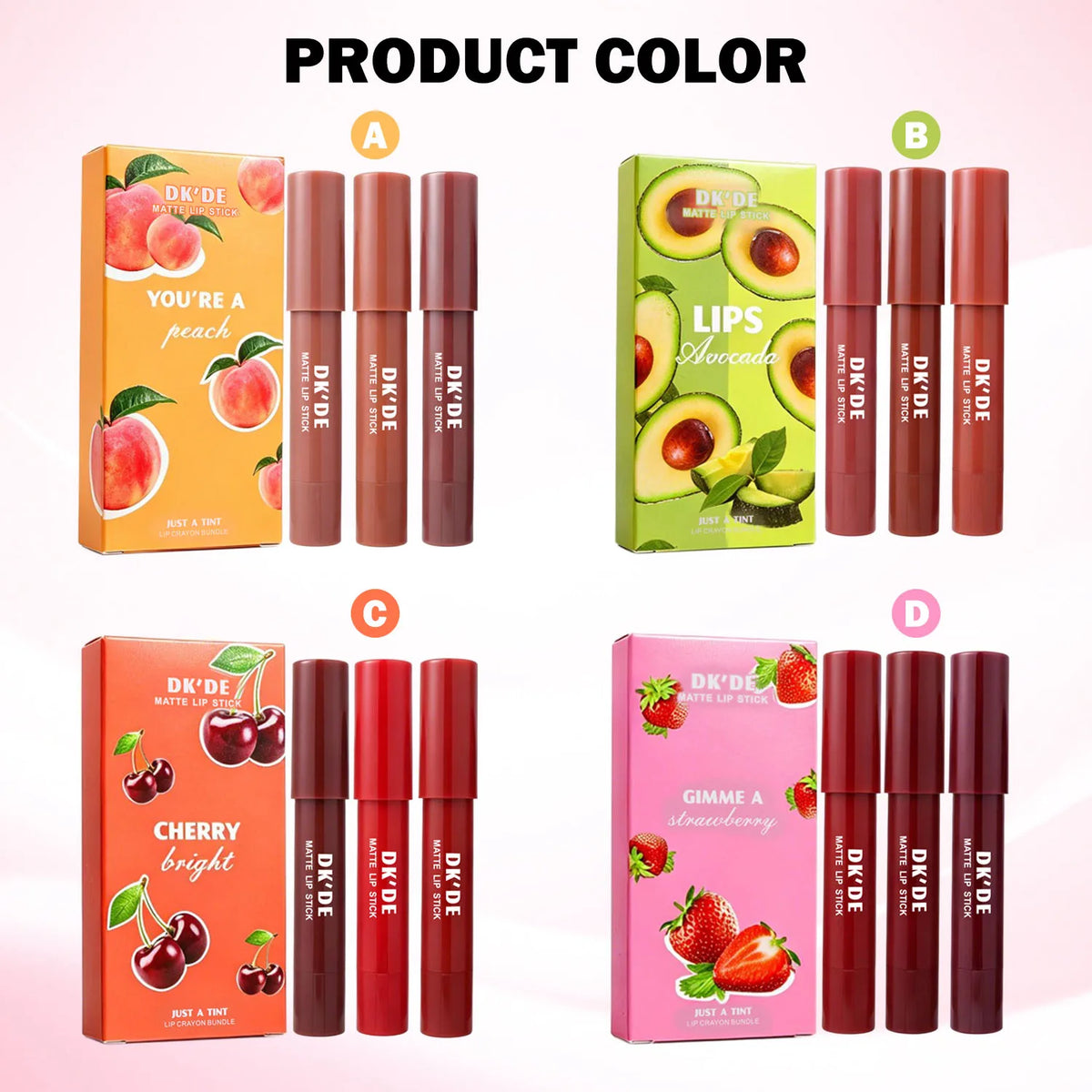 Set de Lápices Labiales de 3 Colores, Color Duradero, Resistente a la Transferencia, Apto para Todos los Estilos de Maquillaje