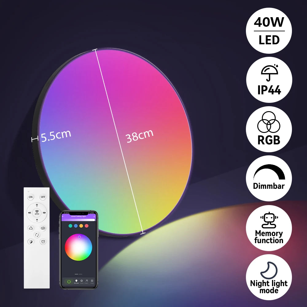 Lámpara de techo con control remoto, lámpara led para dormitorio, lámparas de techo grandes, luces Led con control remoto, luces led regulables