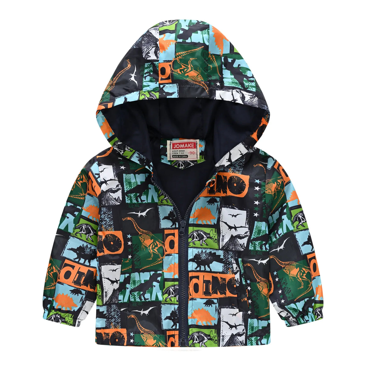 Chaqueta impermeable con capucha para niños y niñas, cortavientos con cremallera y estampado de dinosaurio de dibujos animados, a la moda, novedad
