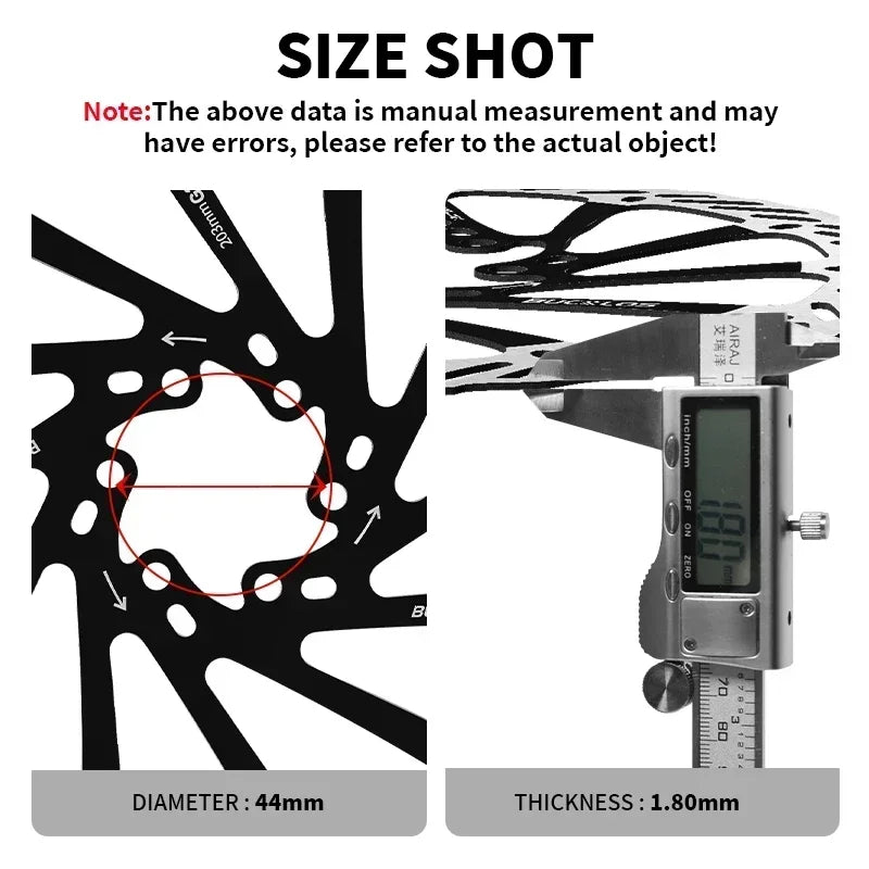 BUCKLOS-Rotor de freno de disco hidráulico ultraligero para bicicleta de montaña, disco de freno de bicicleta de carreras de carretera de montaña de 160/180/203mm con 6 pernos gratis