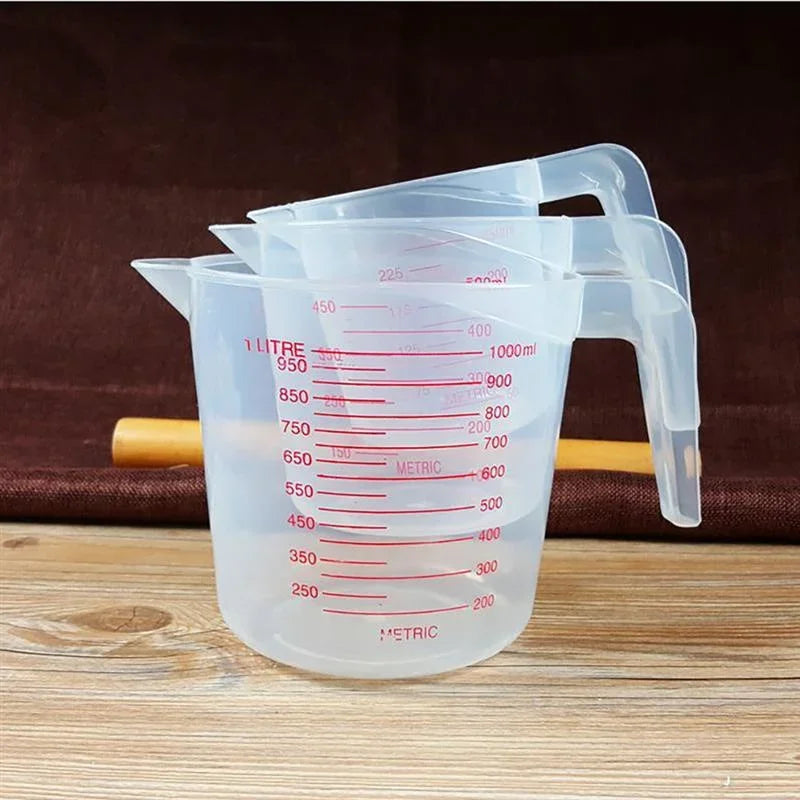 3 unids/set tazas medidoras de líquidos para hornear taza a escala de PVC vaso medidor de volumen de plástico herramientas de cocina para hornear