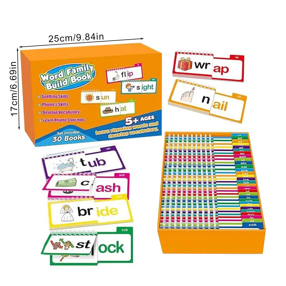 Nuevo libro de lectura, 30 libros de lectura y rima, libros de construcción familiares de palabras, tarjetas Flash, tarjetas de vocabulario, lectura educativa