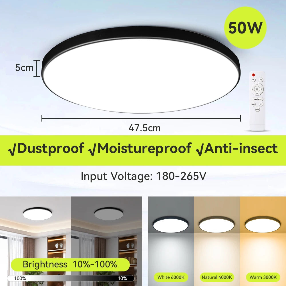 Lámpara de techo con control remoto, lámpara led para dormitorio, lámparas de techo grandes, luces Led con control remoto, luces led regulables