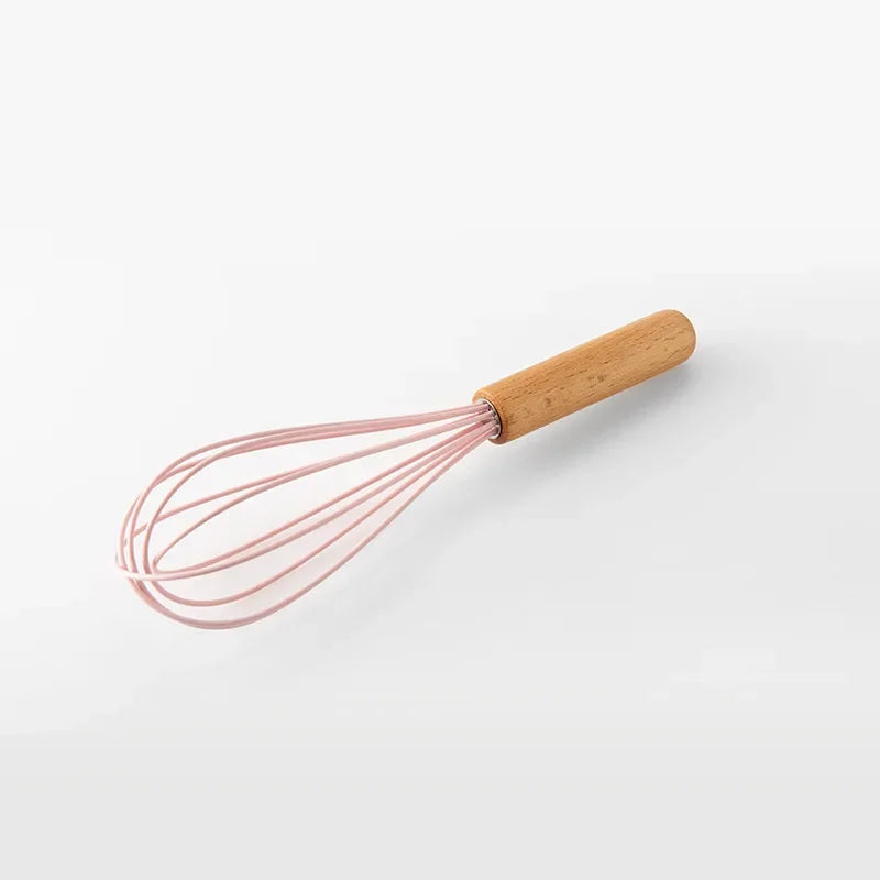 Utensilios de cocina de silicona con mango multifunción de madera, espátula antiadherente, cucharón, batidor de huevos, pala, rosa, nuevo