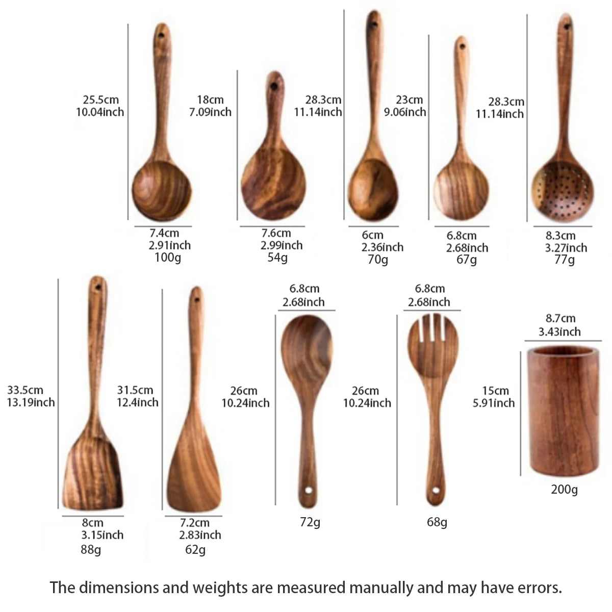 Utensilios de cocina de madera, juego de cuchara y espátula para el hogar, cuchara para ensalada, tenedor, cuchara agitadora, juego de cocina para hornear con cubo de almacenamiento