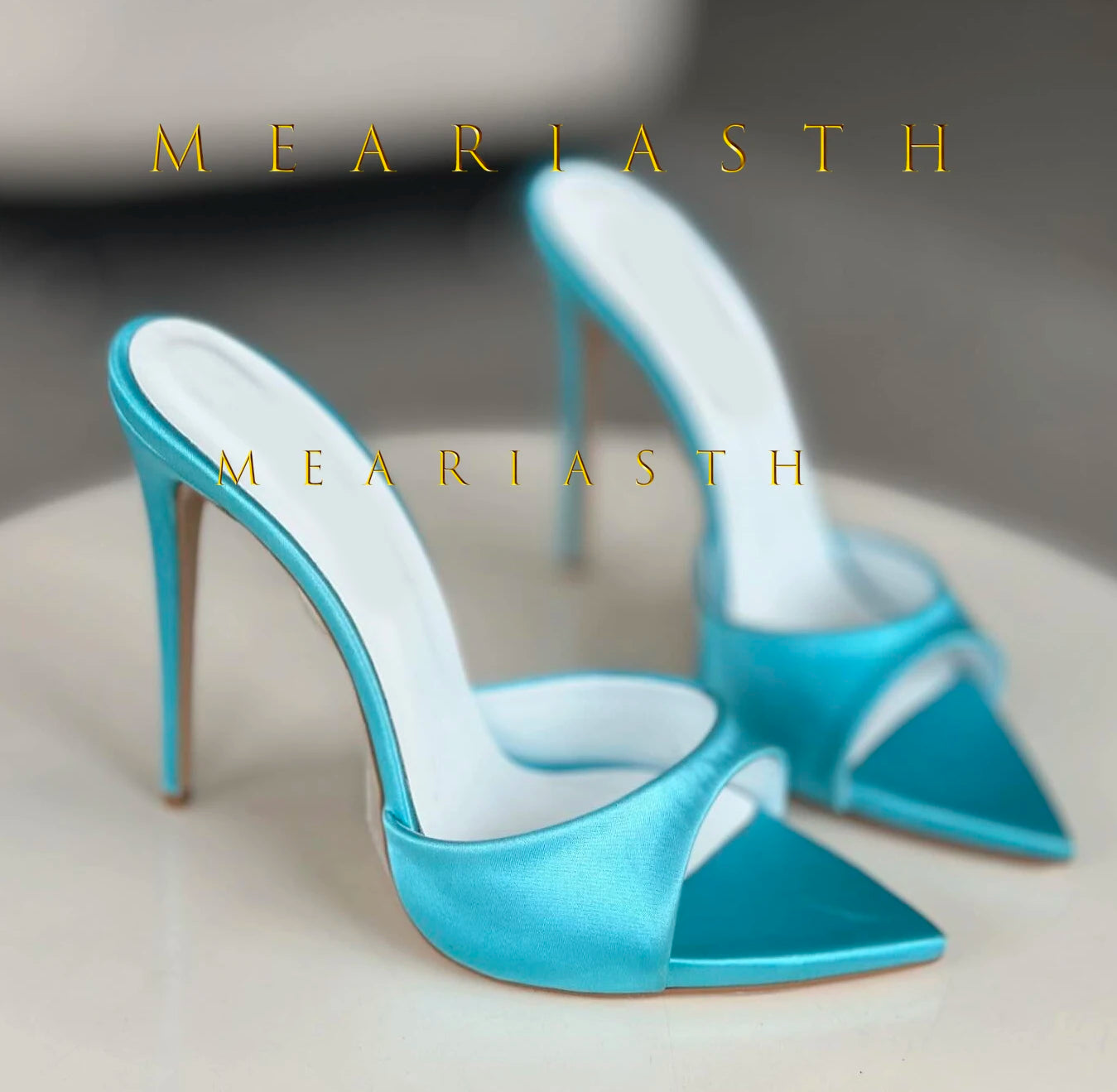 2025 Peep Toe Sexy verano mujer mulas bombas sandalias elegante súper fino tacones altos mula Oficina señora zapatos de fiesta zapatillas sandalias