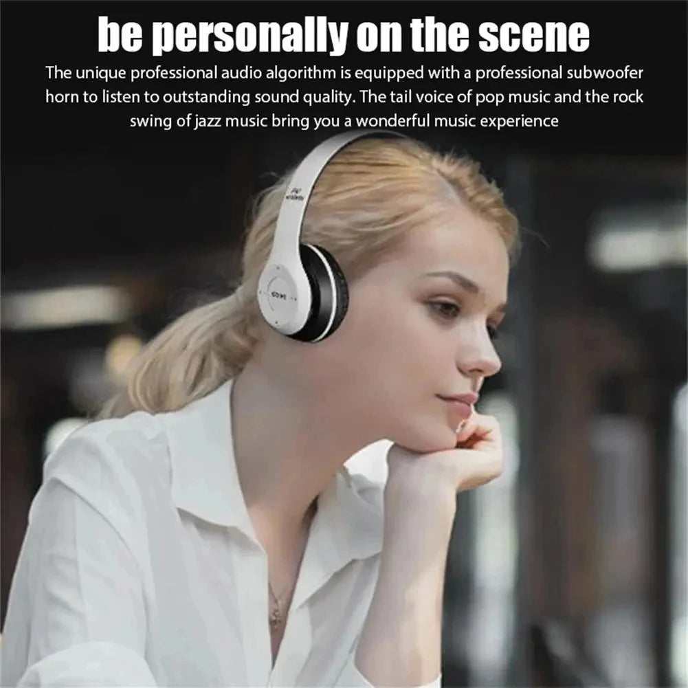 P47 auriculares inalámbricos Bluetooth 5,0 auriculares plegables estéreo HIFI bajo para música juegos chico chica auricular para teléfono inteligente