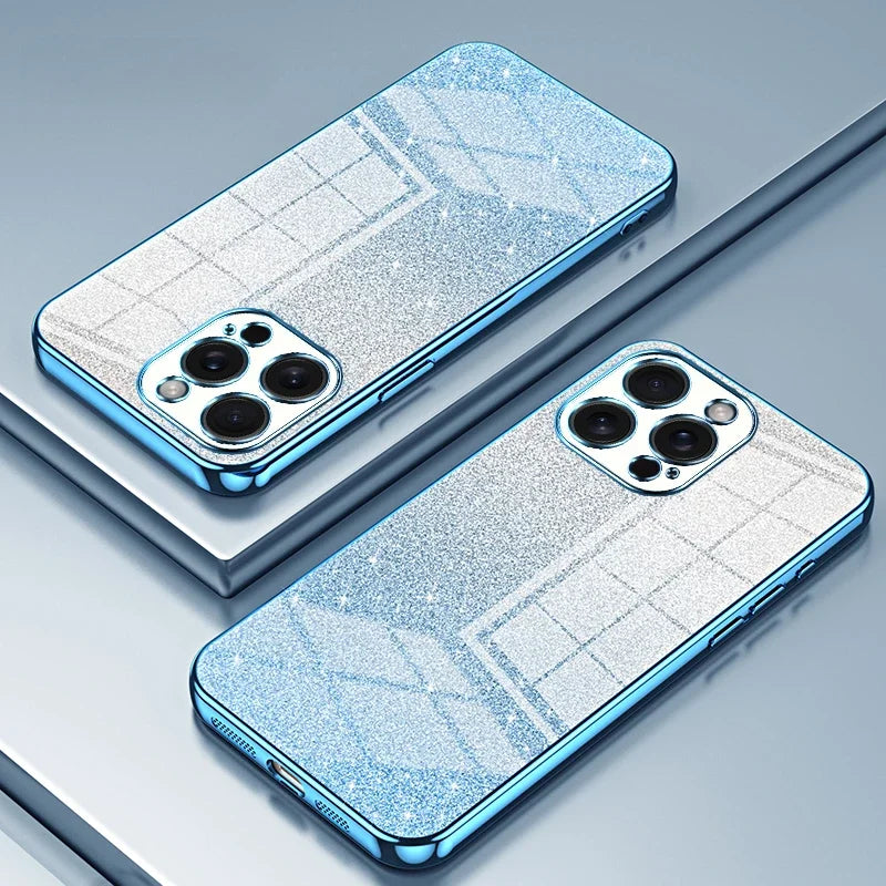Funda Brillante Electrochapada para iPhone 17 Air 16 16E 15 14 13 12 Mini 11 Pro Max XS X XR SE 2 3 7 8 Plus, Cubierta Trasera de TPU Suave