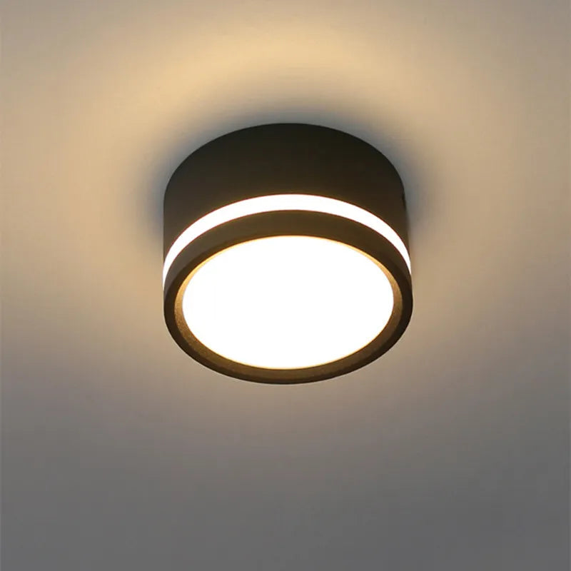 Luz de techo lámpara de punto redonda Led sala de estar Downlight montado en superficie AC220v luminaria luz decoración del hogar 7W 10W blanco cálido