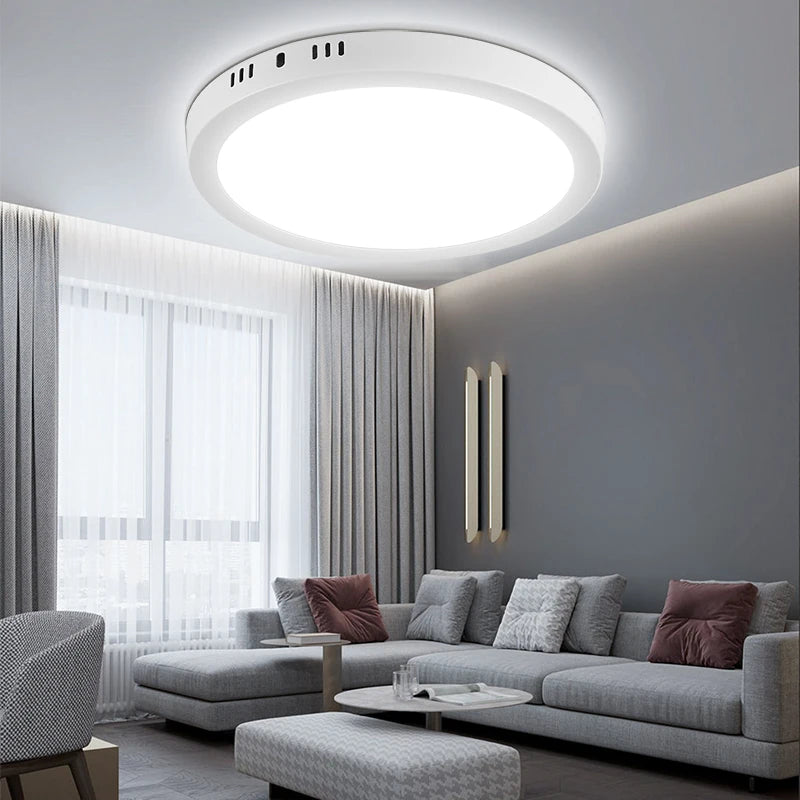 Lámpara de techo Led 110-265V Panel ultrafino luz Led para sala de estar dormitorio iluminación interior 20W 30W luces de techo redondas cuadradas