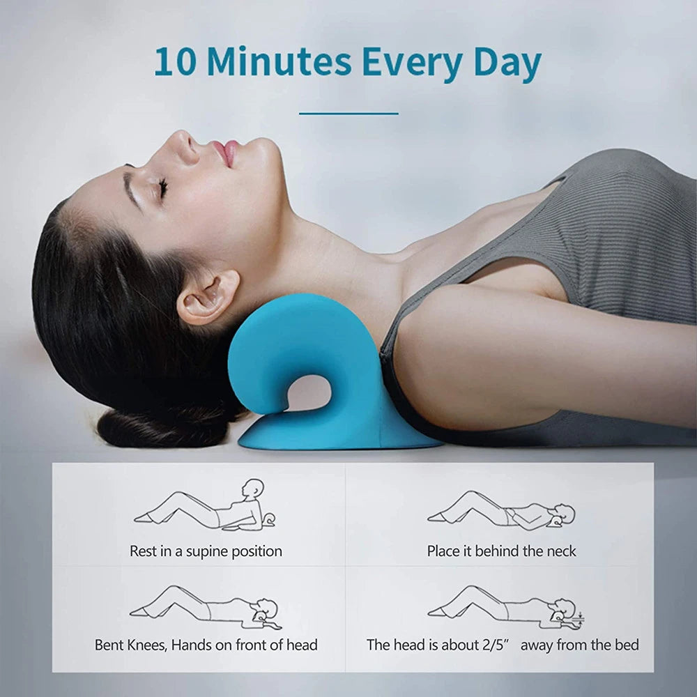 Camilla relajante para cuello y hombros, dispositivo de tracción quiropráctica Cervical, almohada de masaje para aliviar el dolor, alineación de la columna Cervical