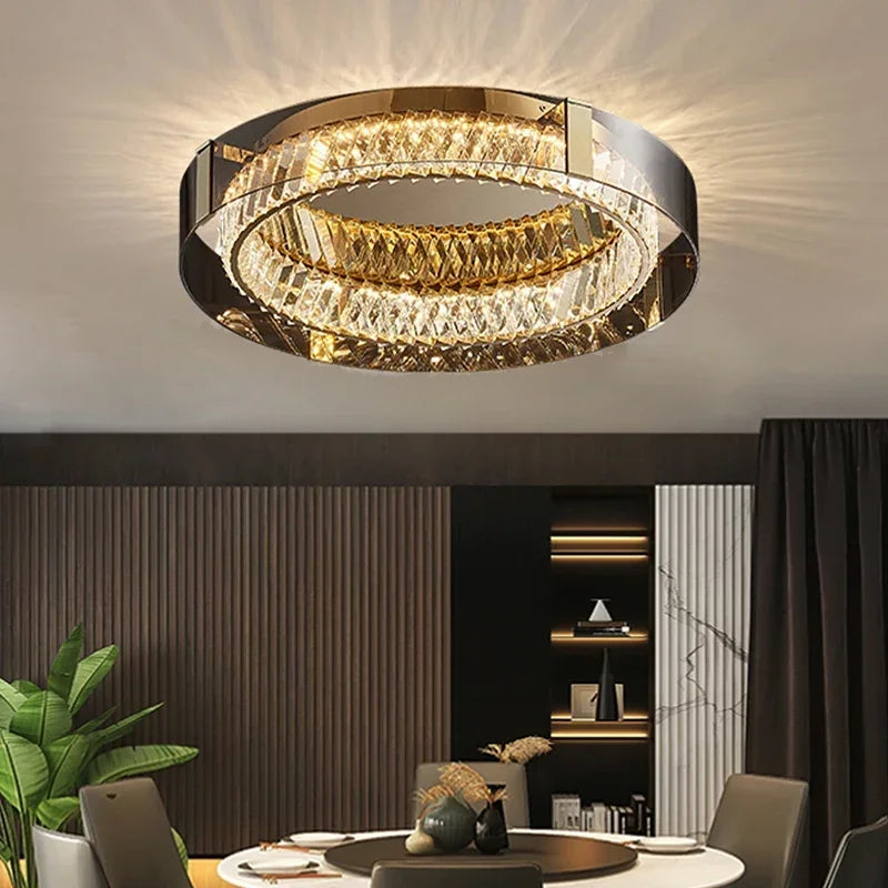 Luces de techo de cristal, luces LED, candelabro de techo moderno, lámparas regulables de lujo, decoración de habitación, Plafonnier, decoración del hogar para dormitorio